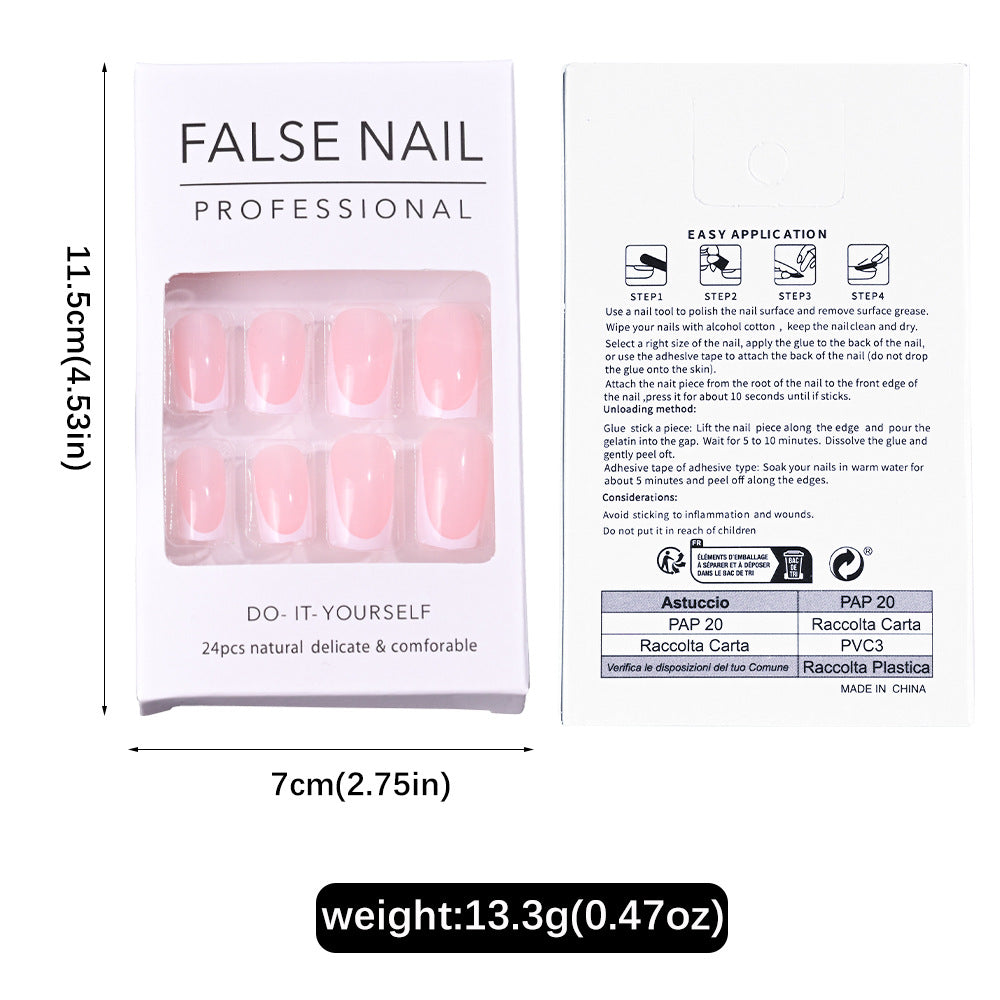 24 Piece Square Press On Nails Pink - Ready to Wear Fake Nail