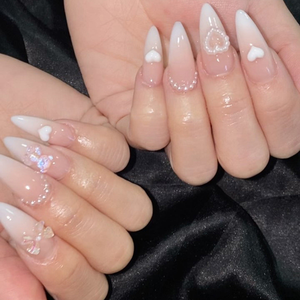 Gradient French Tip Nails - Sweet Love Design 24PC Set