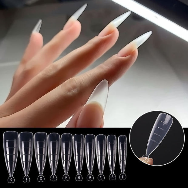 Pointed/Ballet/Coffin Nail Sheets - 100pc Transparent Nail Art Set
