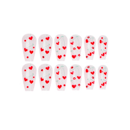 Press-On Love Nails - Glamorous Cherry Red Design
