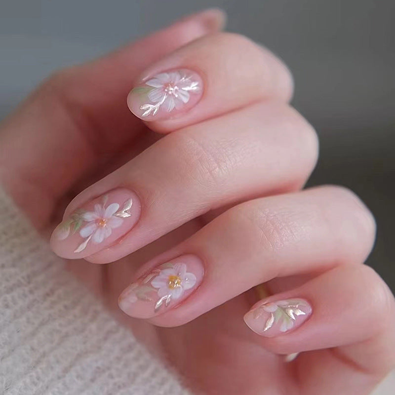 Short Almond Nail Patches - Sweet & Fresh Design
