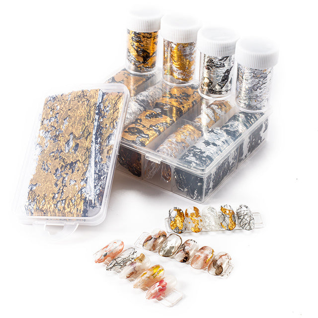 Starry Sky Nail Stickers - Japanese Sally Net Gold Foil Design
