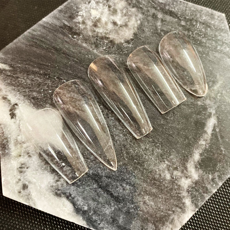 Transparent Fake Nails - Full Cover Acrylic Tips
