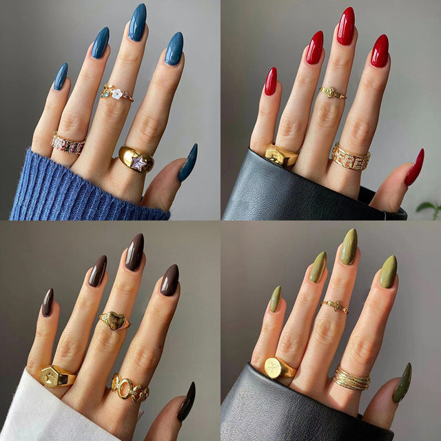 Wear Armor Mid-Length Nails - Solid Color Drop Shape Set