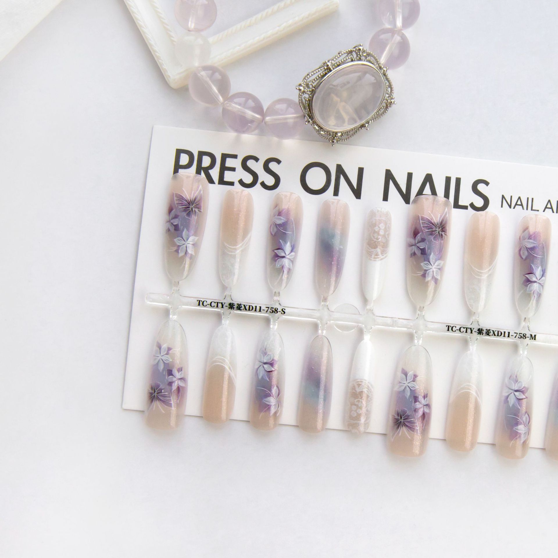Chinese Style Almond Nails - Traditional Butterfly Nail Art Set