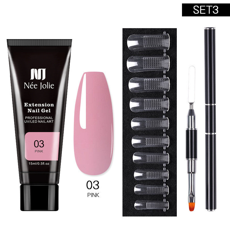 Nail Extension Glue Kit – Phototherapy Gel + Brush + Fake Film