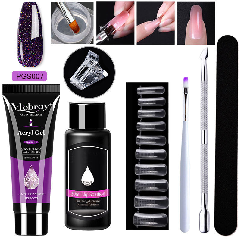 7-Piece Nail Extender Kit - UV/LED Crystal Resin Set