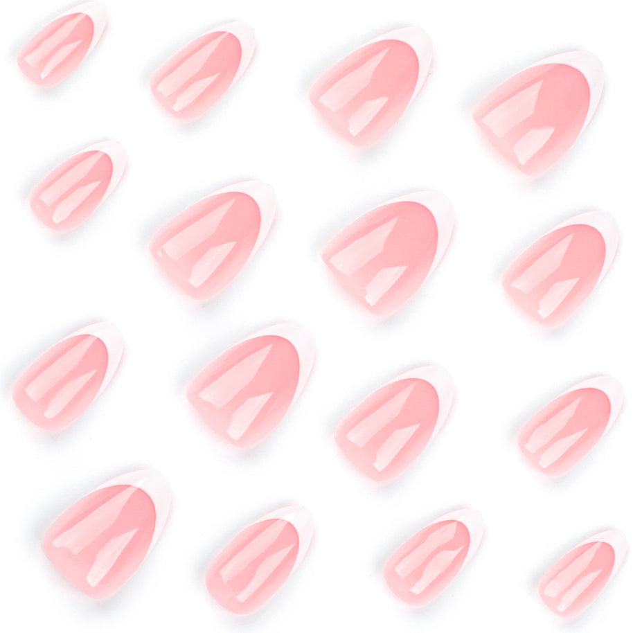 Classic French White Nail Tips - Short Pointed Press-On Set