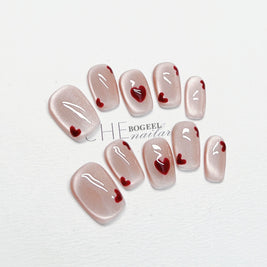 Cat Eye White Short Square Press On Nails