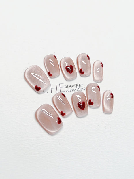 Cat Eye White Short Square Press On Nails