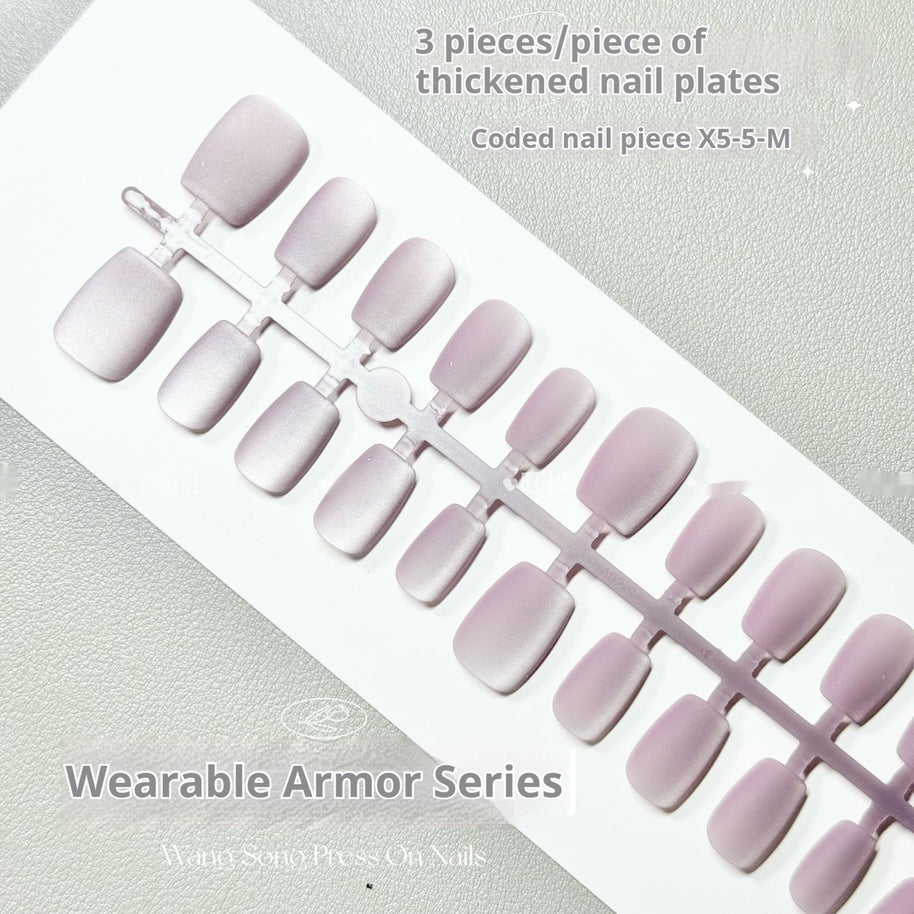 Letter Diary Cat Eye Nails - Frosted Velvet Press On Set