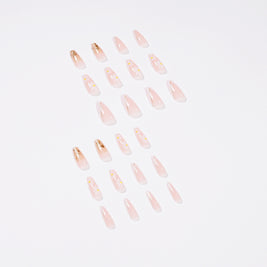 French Floral Press-On Nails - Rose & Tulip Ballet Length Tips