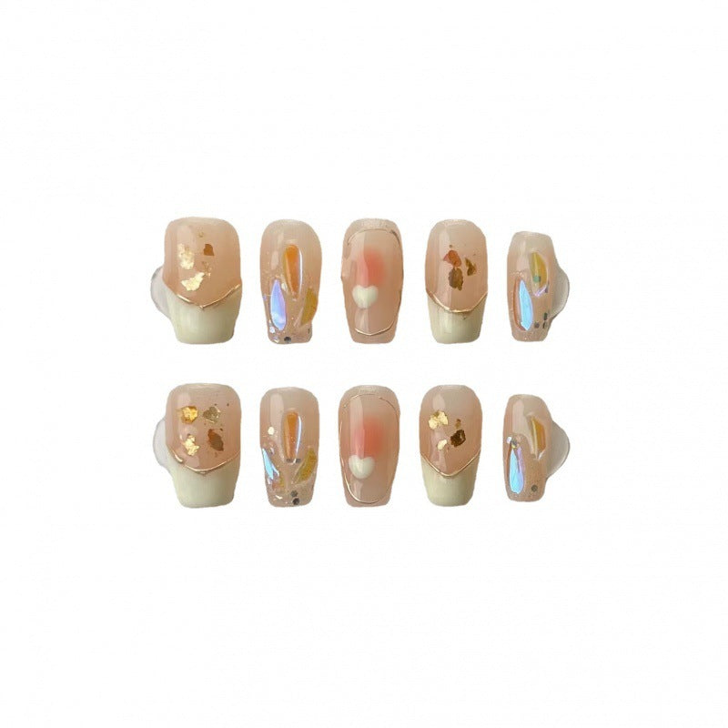 French Sequins Press On Nails - Love Design Detachable Set