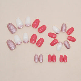 European Style Oval Nails - Rose Pink Flash Wear Set