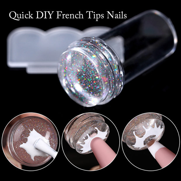 Transparent Nail Stamp Laser Seal – Colorful Handle Magic Printing Tool