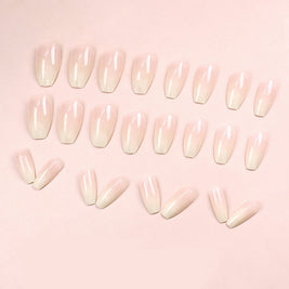 Pink & White Nail Sequins - Mid-Length Press-On Set