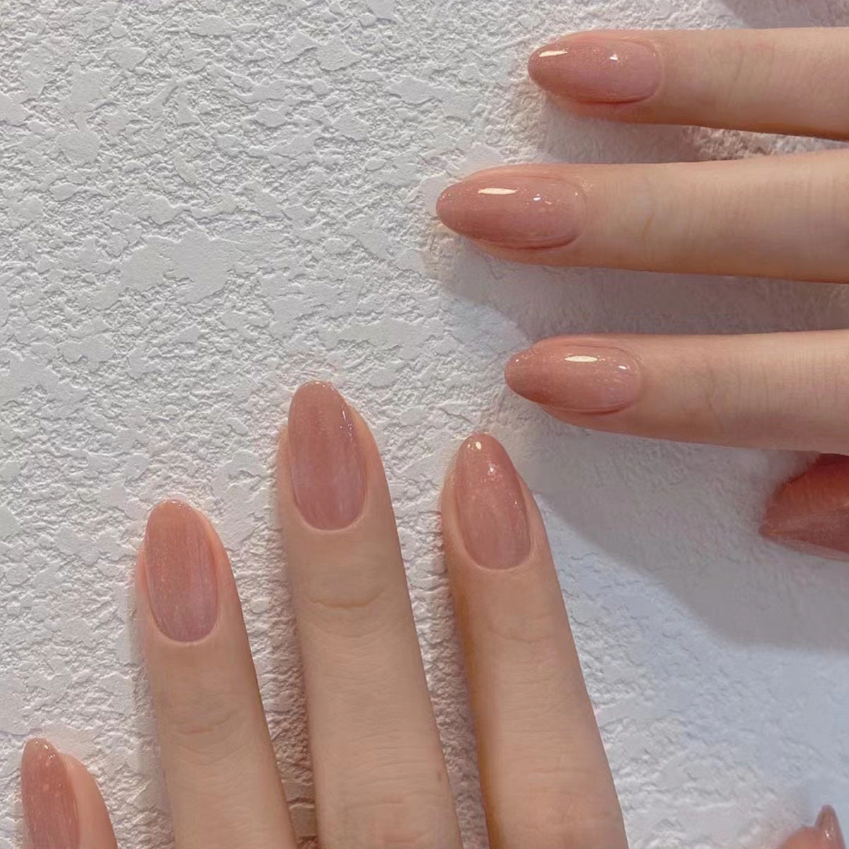 Peach Gradient Glitter Nails - Drop-Shaped Nude Nail Tips