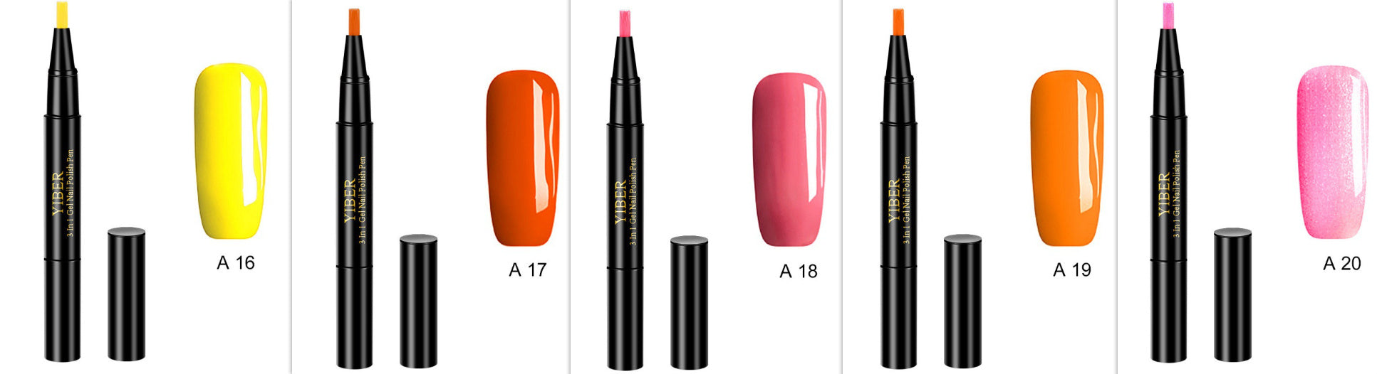 Multicolor Nail Art Pens - 5pc 3-in-1 Polish & Glue Set