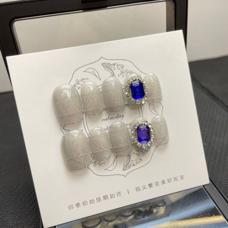 French Sequins Press On Nails - Love Design Detachable Set