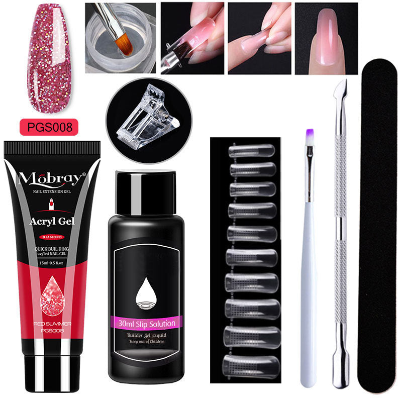 7-Piece Nail Extender Kit - UV/LED Crystal Resin Set