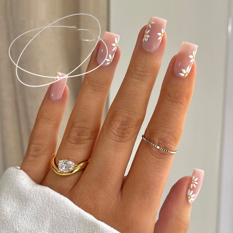 Starry Sky Short Square Nail Tips - European Square Press On Nails