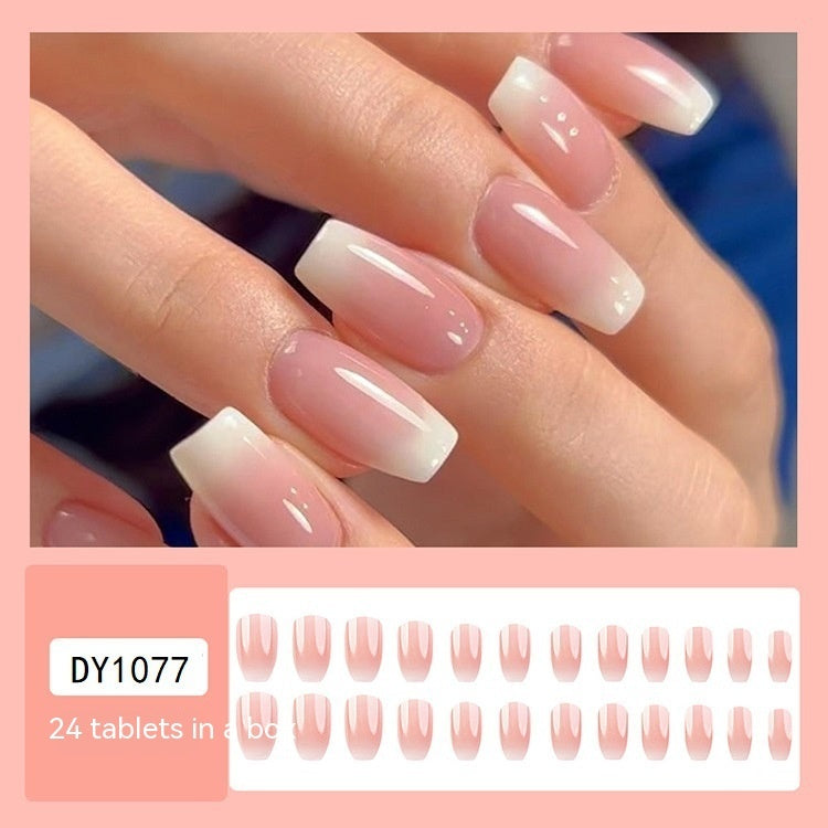 Pink & White Gradient Nails – Plaid Ballet Press-On Set