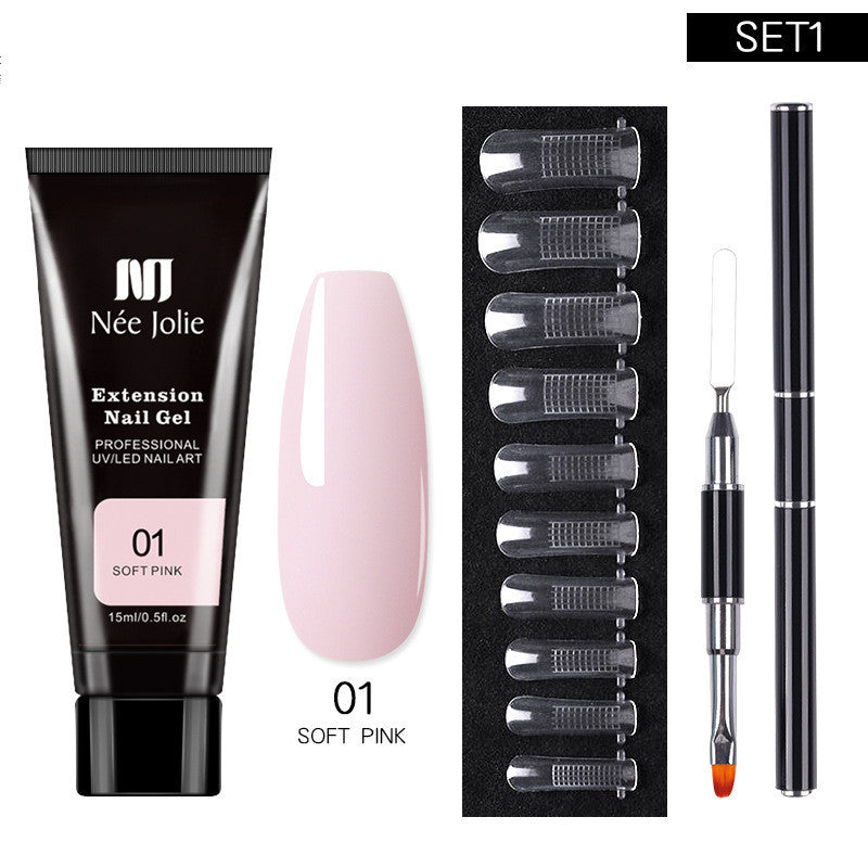 Nail Extension Glue Kit – Phototherapy Gel + Brush + Fake Film