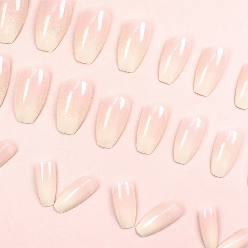 Pink & White Nail Sequins - Mid-Length Press-On Set