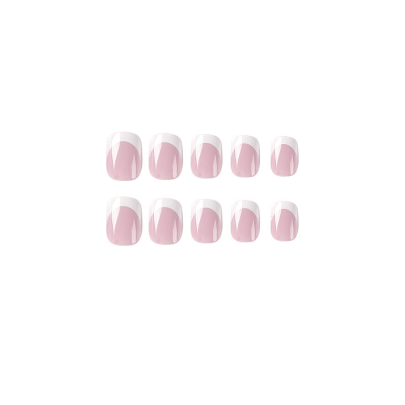 Classic White French Tip Nail Patches - Short Square Style