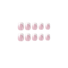 Classic White French Tip Nail Patches - Short Square Style