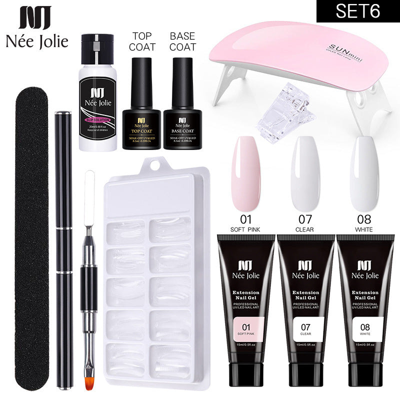 Nail Extension Glue Kit – Phototherapy Gel + Brush + Fake Film