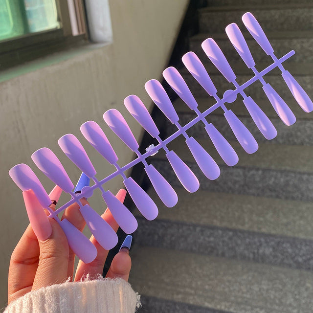 Matte Coffin False Nails - 24pcs Multi-Color Ballet Nail Set