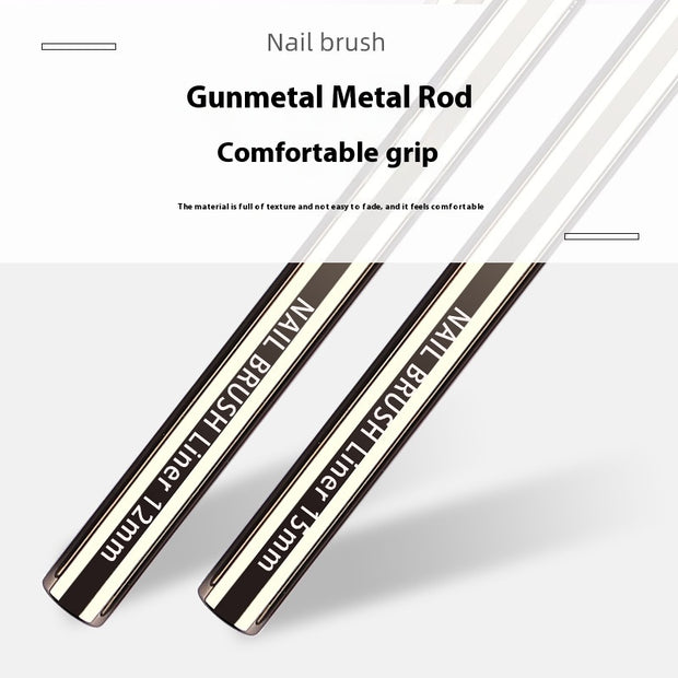 Professional Nail Art Line Pens – 5-Piece Gun Metal Set for Detailed Designs