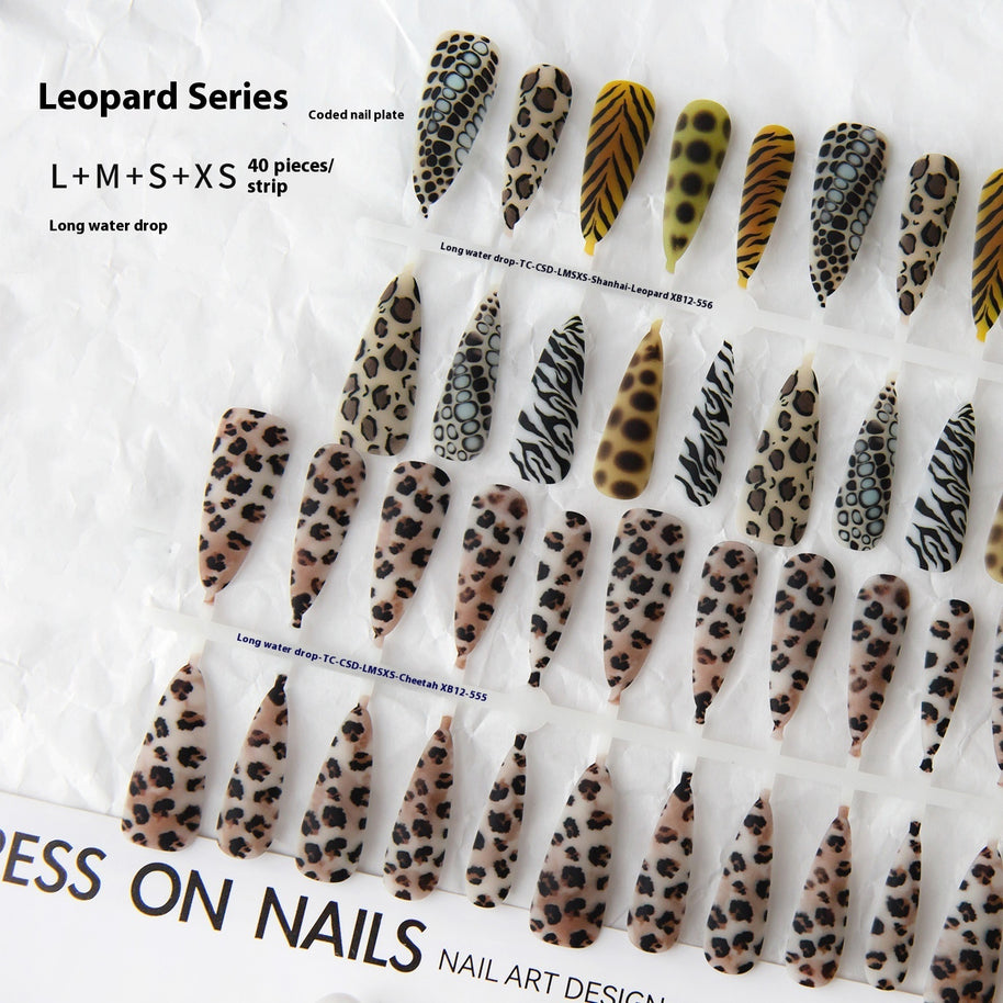 Leopard Print French Nails – European & American Wave Design