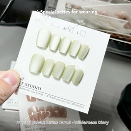 Aurora Effect Fake Nails - Frosted Velvet Short Ladder Style