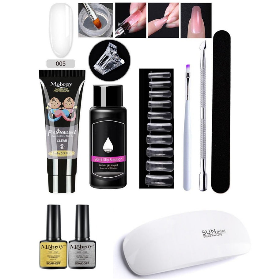 7-Piece Nail Extender Kit - UV/LED Crystal Resin Set