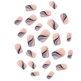 French Line Fake Nails - Wear Armor Water Ripple Effect