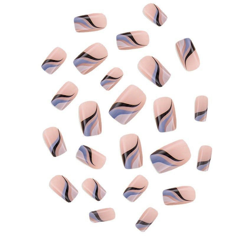 French Line Fake Nails - Wear Armor Water Ripple Effect