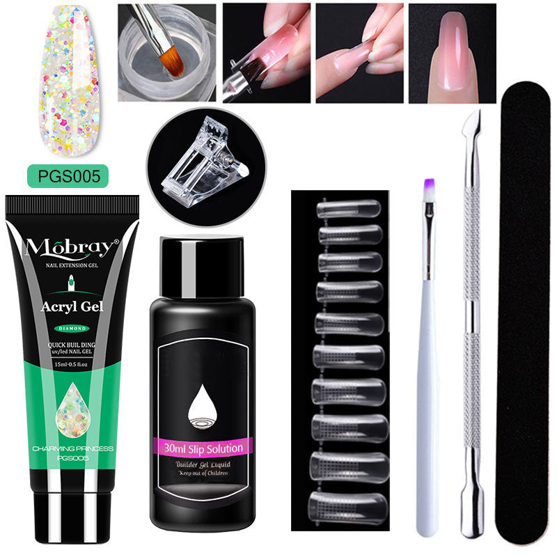 7-Piece Nail Extender Kit - UV/LED Crystal Resin Set