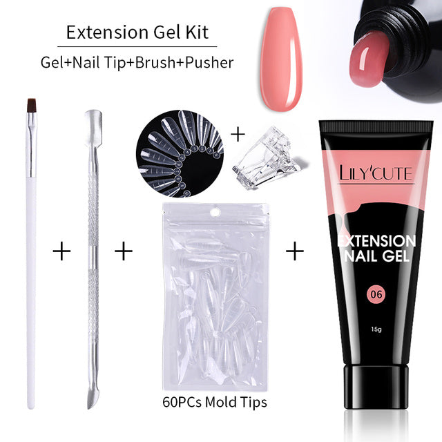 Nail Extension Gel Kit - 15ml Professional Set with Tools