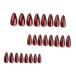 Red Cat's Eye Nail Patches - 24PC Solid Color Set with Glue