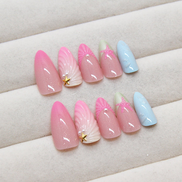 Sweet Press-On Nails – Starfish & Shell Nail Art