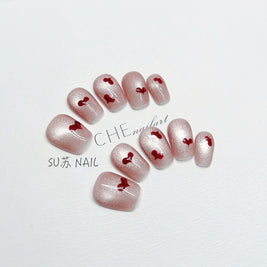 Cat Eye White Short Square Press On Nails