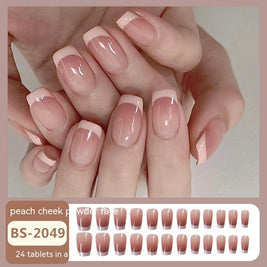 Blush Gradient French Nails - Starry Sky Short Tips