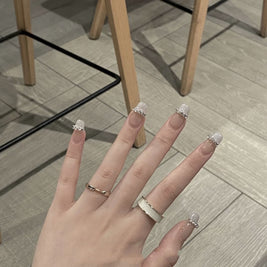 Diamond Bow Nail Patches - U-Shaped French Press-On Set