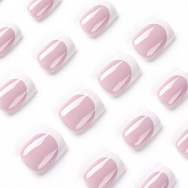 Classic White French Tip Nail Patches - Short Square Style