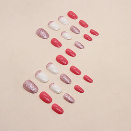 European Style Oval Nails - Rose Pink Flash Wear Set