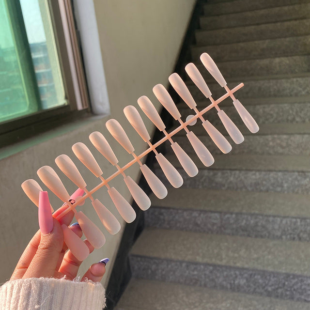 Matte Coffin False Nails - 24pcs Multi-Color Ballet Nail Set