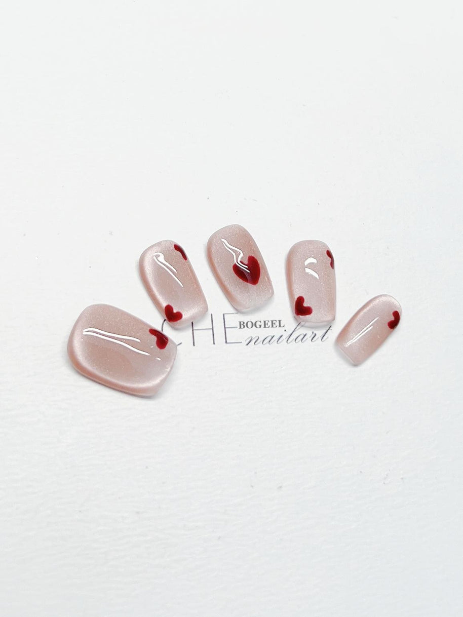 Cat Eye White Short Square Press On Nails