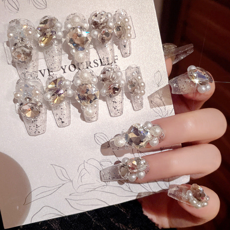 Wear-Resistant Nail Art - Flashy Rhinestone Manicure